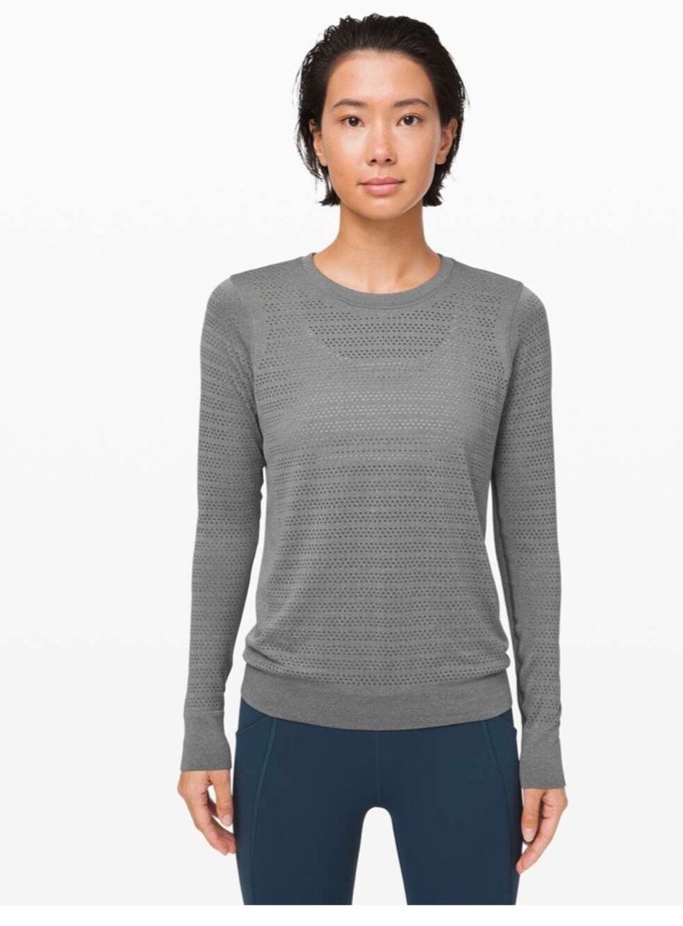 Lululemon Breeze By Long Sleeve Grey Womens Size 8 Running workout